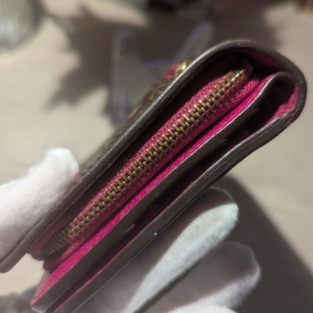 Louis Vuitton Perforated Metallic Brown Wallet with Magenta Interior - Picture 8 of 15